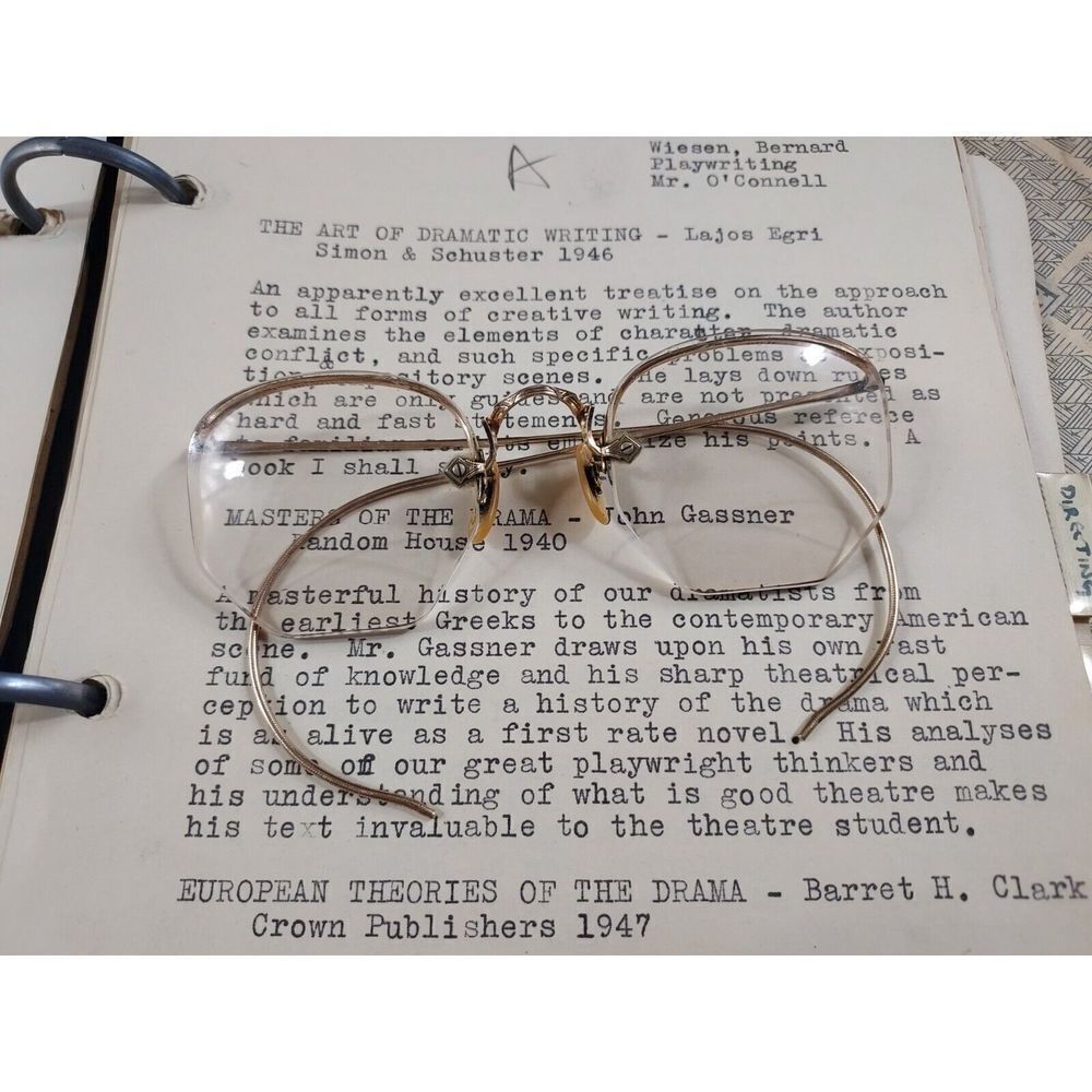 Vtg 1940s Eyeglasses Shuron 1/10 12k Rimless Rimway Fulvue Antique Frames 42L